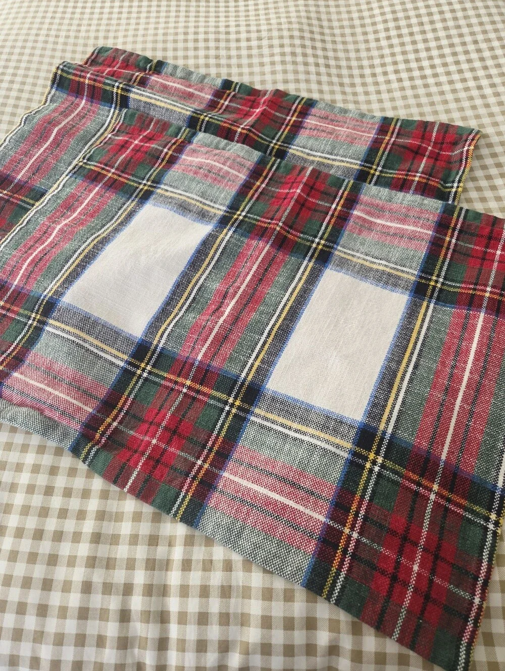 Pottery Barn Cal King Stewart Plaid 100% Cotton Duvet Cover And 2 Shams